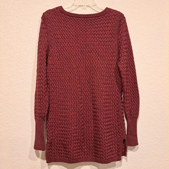 Athleta Chianti Marl Cypress Basketweave Wool Blend Pullover Sweater Burgundy S - Picture 6 of 10